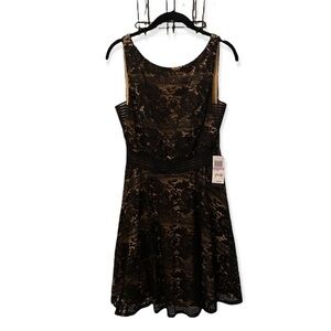 NWT City Studio Tan and Black Lace Dress - Size 11 (Juniors)